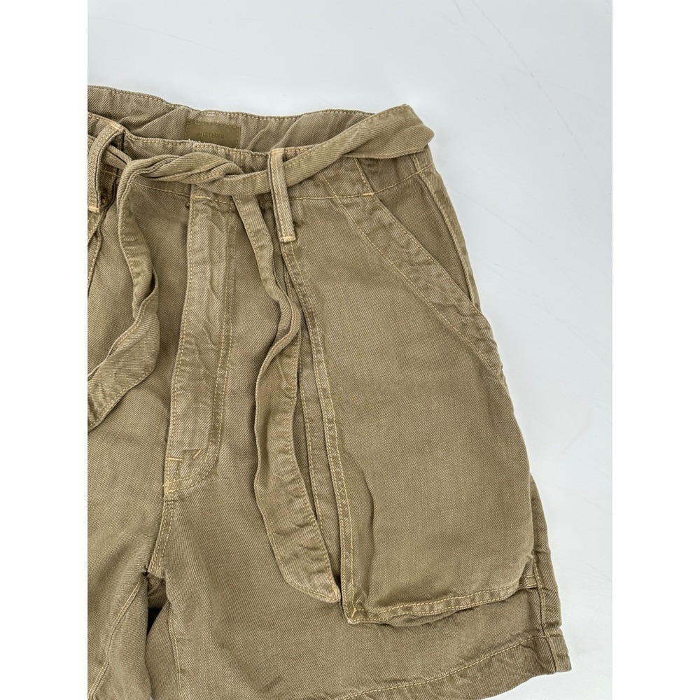 MOTHER The Chute Paperbag Shorts Olive Green High Waist Tie Belt Womens 26 - Picture 3 of 14
